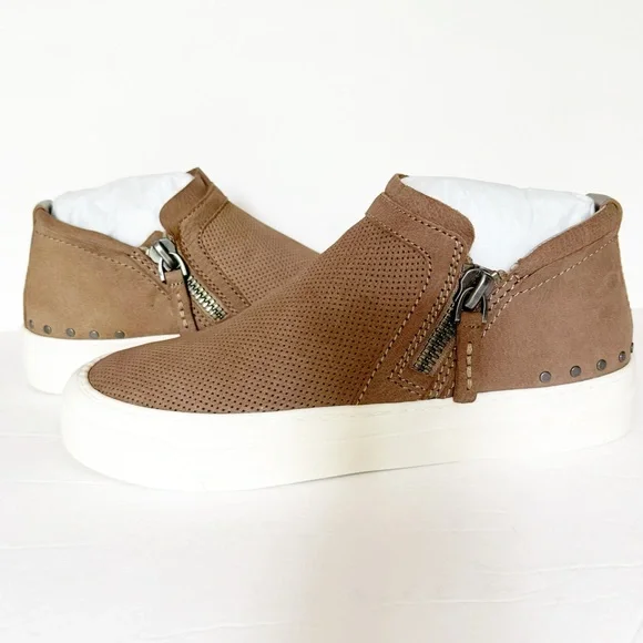 Miz Mooz Arret Side Zip Taupe Leather Platform Sneaker Size 8.5 - Picture 8 of 16